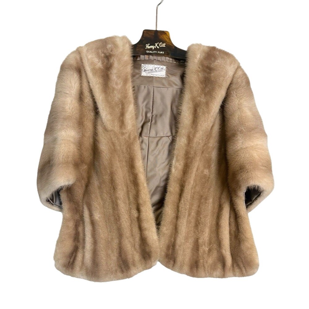 Vintage Mink Fur Stole/Wrap Sleeveless 50s-60s Beige